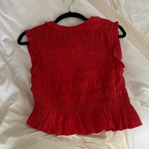 Chic Red Ruffled Blouse